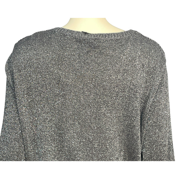 3-FOR-$30 Kenneth Cole Sz L Misha Pullover Sweater Mesh Knit Sparkly Silver New - Picture 7 of 11